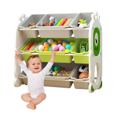 Children's Book Shelf Organizer Toys Storage Rack Cabinet With Bins For Kids