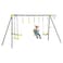 5 IN 1 Kids Garden Swing Set for Backyard, Outdoor Play Equipment, w/ Adjustable Swing Seats, Seesaw, Basket Hoop, Gym Rings, A-Frame Metal Stand, for Ages 3-10 Years