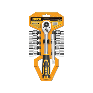 INGCO 12 PCS 1/2" SOCKET SET HKTS12122 - Durable Socket Set with 12 Pieces, High-Quality Chrome Vanadium Steel for Automotive and DIY Projects