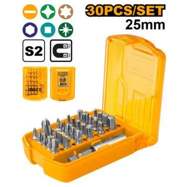 طقم مفكات إنجوك 30 قطعة AKSD08301 – مجموعة شاملة متعددة الاستخدامات للمفكات الكهربائية واليدوية