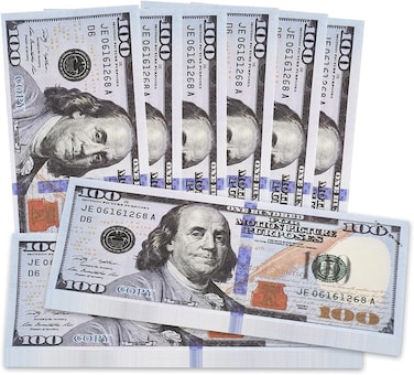 200 Pieces 100 Dollar Prop Money Play Money - Movie Prop Money 100 Dollar Bills Realistic, Play Money for Kids Learning, Fake Toy Money that Looks Real Actual Size, Perfect Money Party Decorations