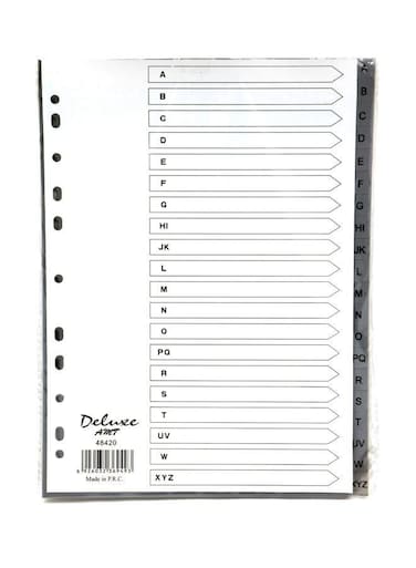 Grey A–Z PVC Index Divider – Durable Alphabet Binder Tabs for Office & School Use