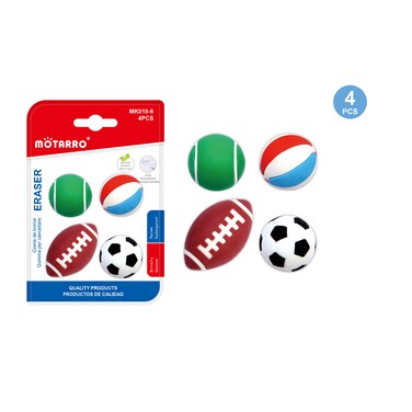 Motarro MK018-6 Ball Shape Eraser pack of 2, Multicolour
