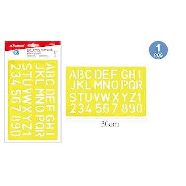 Motarro MI050-5 Lettering Template, (Pack of 2), Large, 30 cm Size, Yellow