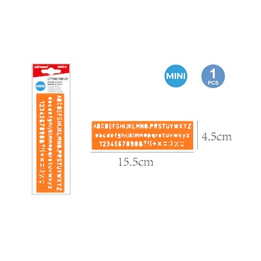 Motarro MI050-8 Lettering Template (PACK OF 2), Mini, 21.5 cm Size, Yellow