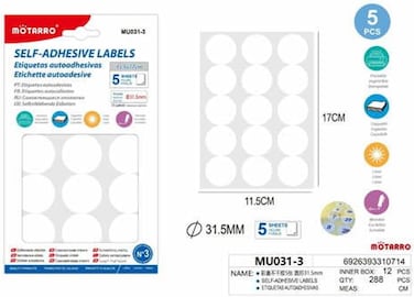Motarro MU031-3 Self-Adhesive Labels - Pack of 2