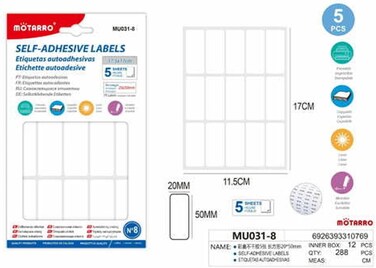 Motarro MU031-8 Self-Adhesive Labels - Pack of 2