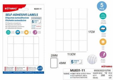 Motarro MU031-11 Self-Adhesive Labels - Pack of 2