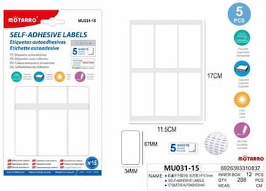 Motarro 5Pcs Self-Adhesive Labels set (MU031-15)- Pack of 2