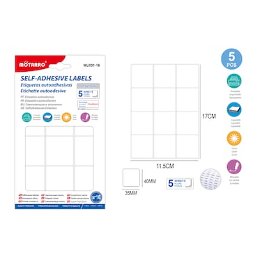 Motarro MU031-16 Self-Adhesive Labels - Pack of 2