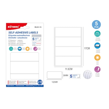 Motarro 5Pcs Self-Adhesive Labels Set (MU031-18)- Pack of 2
