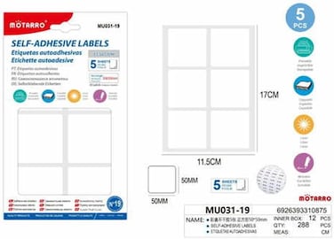 Motarro MU031-19 Self-Adhesive Labels - Pack of 2