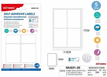 Motarro MU031-20 Self-Adhesive Labels - Pack of 2