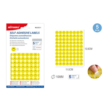 MOTARRO MU033-1 Self-Adhesive Emoji Smiley Stickers 10 mm