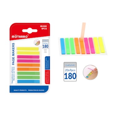 Motarro MU050 Adhesive Page Makers 20 x 9 -Pieces, Pack of 2