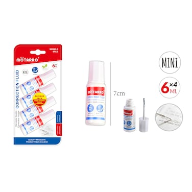 Motarro 4 Pcs Correction Fluid 6ml &ndash; Pack of 2 (MK042-2)