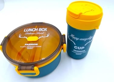 MOTARRO Round Lunch Box with Bottle &ndash; Durable, Leak-Proof Food Container &amp; Water Bottle Set for Kids, School &amp; Travel (MR008-1)