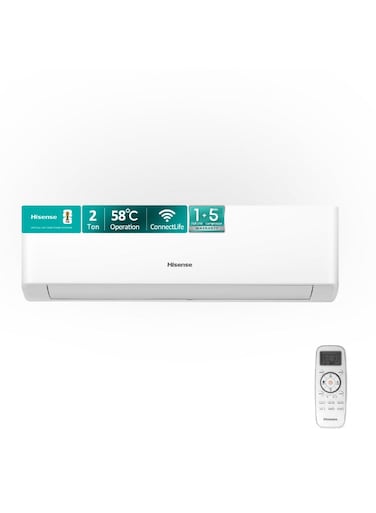 Hisense 2 Ton Split Ac,Air Conditioner,23000 BTU with Rotary R410A compressor,LED Hidden Display,4D Airflow,Sleep Anti-Midew Running,ESMA 2 Star Energy saving, Wifi-Connect, Easy Clean,I Feel/Smart/Sleep mode,Timer,Cooling up to 58℃ Hi-24CF4SBFKA03 White