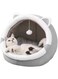 1 pcs Indoor Kitten And Puppy Cat Bed, Lovely Cat Ear Shaped Cat Bed, Cat Hole Bed With Hanging Toys, Cat Tent House, Cat House, Removable Cotton Pad Comfortable Small Pet Bed (S)