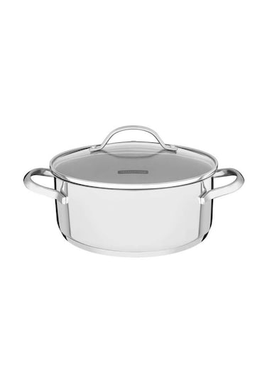 16CM Stainless Steel Shallow Casserole with Glass Lid