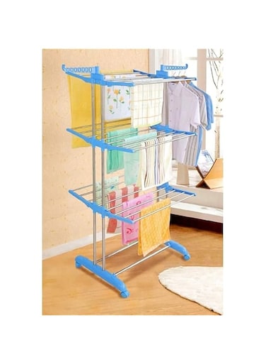 Dubai Gallery 3-Tier Cloth Drying Rack, Rotary Clothes Rack, Foldable Clothes Hanger Rack With Foldable Wings And Wheels