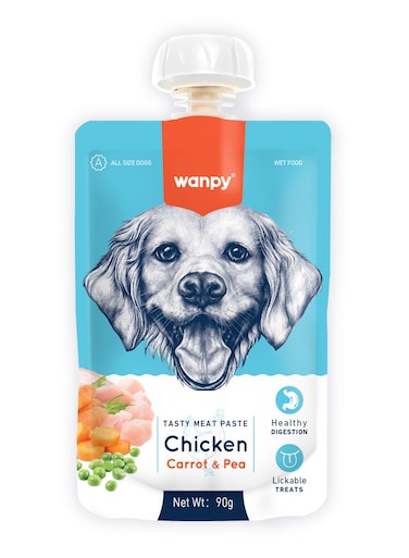 Wanpy Tasty Meat Paste Chicken with Carrot &amp; Pea for Dogs 90g - 1 Pcs