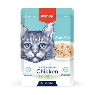 WANPY Chicken &amp; Codfish Cat Treat 85g &ndash; Premium Jelly Snack for Cats