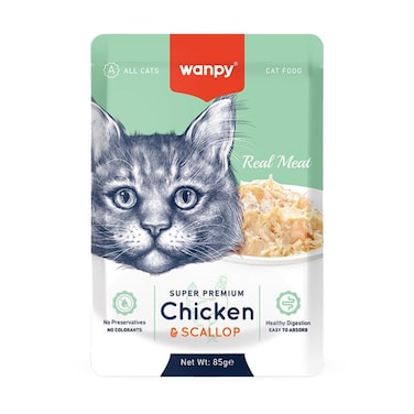 WANPY Chicken &amp; Scallop Cat Treat 85g &ndash; Grain-Free Premium Snack