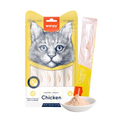 Wanpy Creamy Lickable Cat Treats &ndash; Chicken (14gx5)- 1Box 12pcs