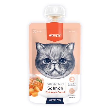 Wanpy Tasty Meat Paste Salmon, Chicken and Carrot for Cats 90g
