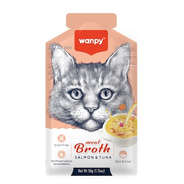 Wanpy Meat Broth Salmon &amp; Tuna for Cats (50gm) &ndash; 1Box 12pcs
