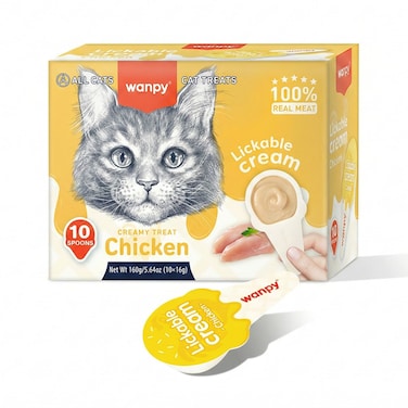 WANPY Lickable Cream Spoon &ndash; Chicken For Cat &ndash; (16g x 10pcs/box)