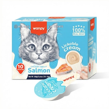 WANPY Lickable Cream Spoon &ndash; Salmon For Cat &ndash; (16g x 10pcs/box)