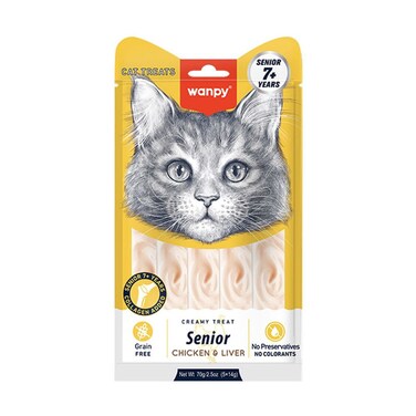 WANPY Creamy Senior Cat Treat 7+ &ndash; Chicken &amp; Liver Flavor