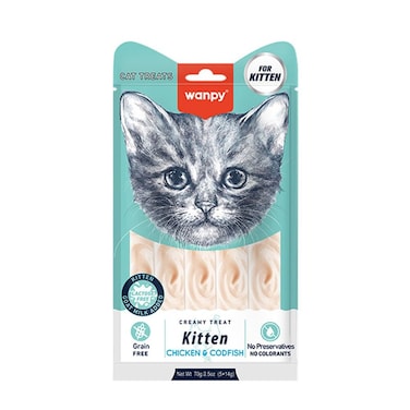 WANPY Creamy Kitten Treat &ndash; Chicken &amp; Codfish Grain-Free Snack