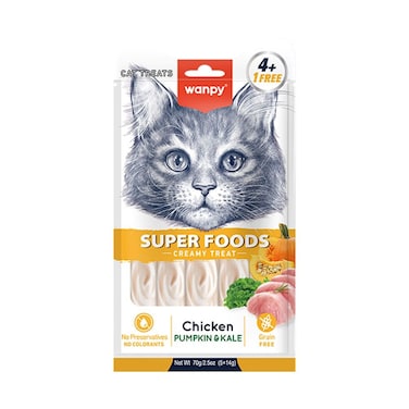 WANPY Superfoods Creamy Cat Treat &ndash; Chicken with Pumpkin &amp; Kale
