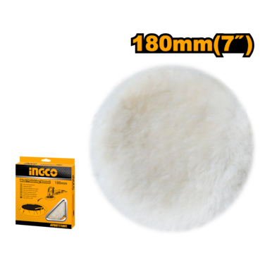 غطاء تلميع من الصوف INGCO APB0111801 – قطر 180 مم (7 بوصات)، صوف طبيعي، تصميم بحبل شد