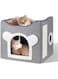 MostNow Cat Beds,Large Cat Cave for Pet Cat House with Fluffy Ball Hanging and Scratch Pad,Cat Houses &amp; Condos,cat Cubes,Cat Hideaway, Covered Cat Bed for Multi Small Pet Large Kitty (Grey, Classic)