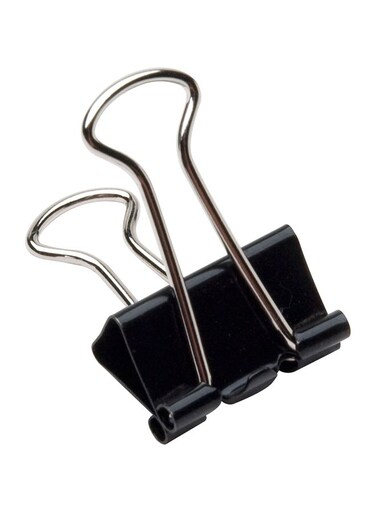 12-Piece Binder Clip Set &ndash; Black/Silver Metal Clips for Office &amp; Home Use
