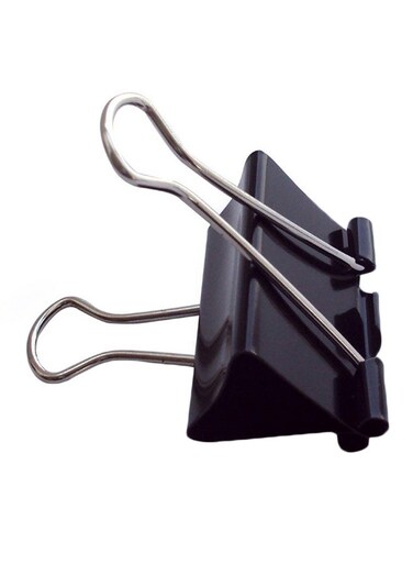 12-Piece Binder Clip Set &ndash; Black and Silver Metal Clips for Office, School, or Home Use