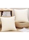 2 Faux Fur Plush Decorative Throw Pillowcases Fuzzy Striped Soft Cushion Covers - 45x45 cm - For Sofa Couch Bedroom - HomeLux (Cream White)