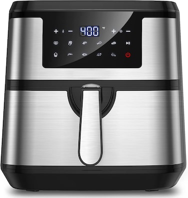 Airfryer XL 8QT &ndash; Smart Digital Air Fryer with LED Touchscreen, 10 Presets &amp; Auto Shut Off, Oil-Free Electric Cooker, Large Capacity for Family Meals, 50 Recipes