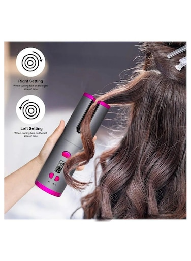 Cordless Hair Curling Iron &ndash; Fast Heating Wireless Auto Curler with Timer Setting, 6 Temperature Adjustable, Portable &amp; Rechargeable Hair Curler