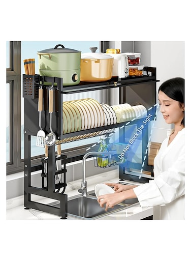 Over The Sink Dish Drying Rack &ndash; Stainless Steel Kitchen Storage Shelf, Counter Organizer Sink Shelf for Dish Drying, Above Sink Dish Rack for Kitchen, Space-Saving Storage Solution
