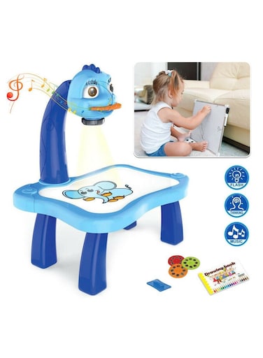 Projector Learning and Drawing Painting Set for Kids &ndash; Interactive Drawing Table with Smart Projector, Light &amp; Music Features &ndash; Child Learning Desk