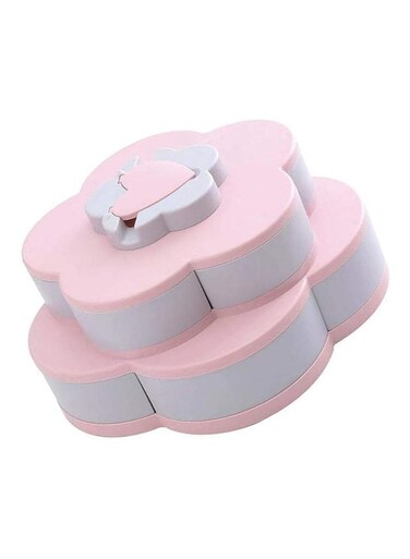 Double Layer 10-Grid Candy Snack Storage Box with Mobile Stand &ndash; Rotating Flower Shape Box for Home Kitchen &ndash; Dry Fruits, Chocolates, Snacks Organizer
