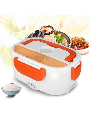 2-in-1 Electric Heating Lunch Box 110V/12V, Portable Food Warmer with Stainless Steel Container, Self-Heating Thermal Bento Box for Adults,Truck, Office
