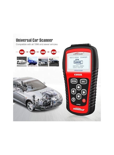 KONNWEI KW808 OBD2 Scanner - Full Diagnostic Scan Tool with 2.8" LCD Screen, Check Engine Light Analyzer for All 1996+ Cars, Read/Erase Codes, Live Data