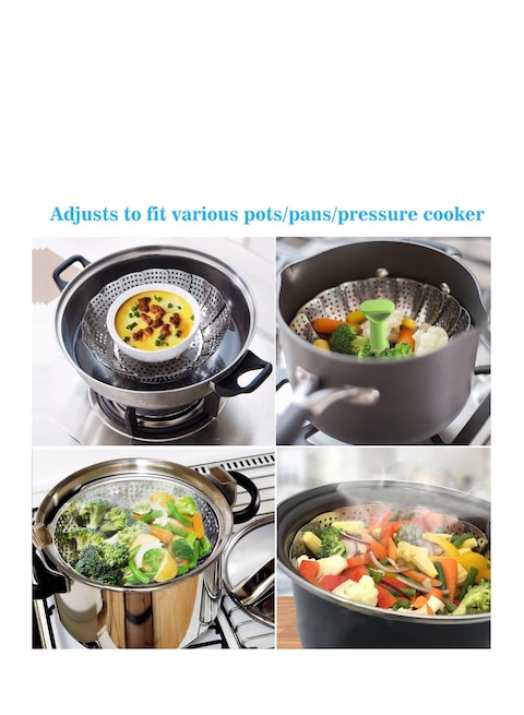 Premium Stainless Steel Steamer Basket - Expandable Foldable Insert for Instant Pot and Regular Pots, Durable Steaming Basket for Vegetables, Seafood, Dumplings
