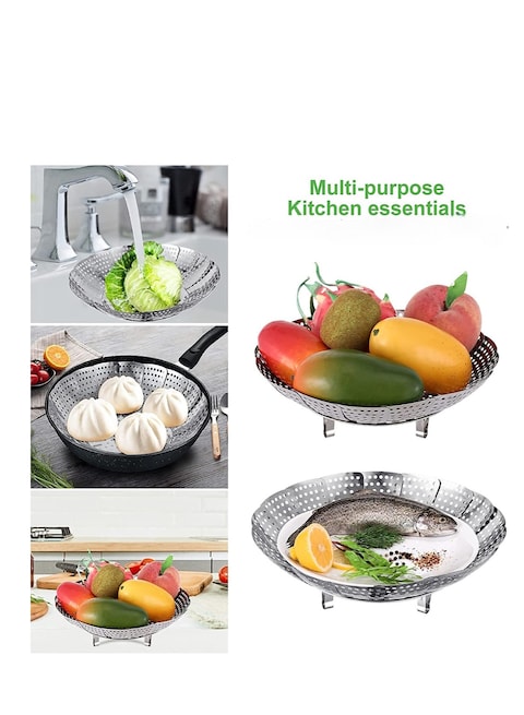 Premium Stainless Steel Steamer Basket - Expandable Foldable Insert for Instant Pot and Regular Pots, Durable Steaming Basket for Vegetables, Seafood, Dumplings